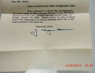 FBI Letterhead J.  Edgar Hoover Signed Letter from Sept.  1965 3