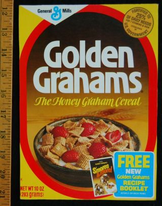 [ 1970s - 1980s Golden Grahams Vintage Cereal Box - Smores Recipes Promo ]