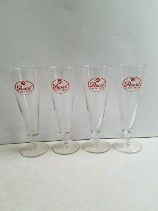 Vintage Pearl Beer Glass 4 footed Lager Glasses 3