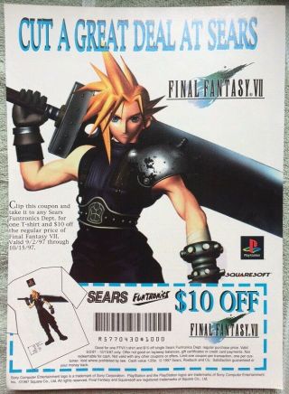 Final Fantasy 7 Poster Ad Print Playstation 1 Sears