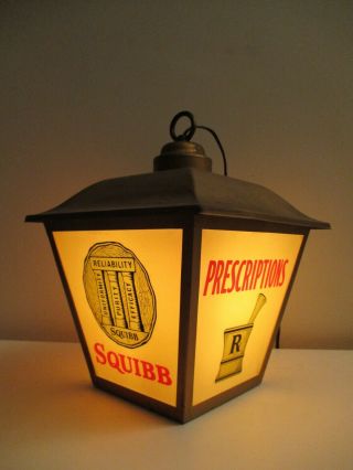 Vintage Squibb Products Pharmacy Drug Store Apothecary Lighted Sign