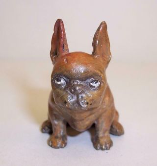 Vintage/antique Cold Painted Bronze Metal French Bulldog Miniature Frenchie Dog