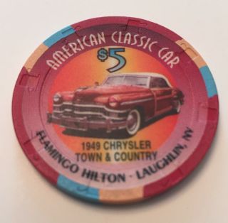 Flamingo Hilton Laughlin $5 Casino Chip 1949 Chrysler Town & Country Classic Car