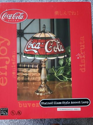 Coca Cola Tiffany Style Stained Glass Look Accent Lamp