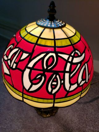 Coca Cola Tiffany Style Stained glass look Accent Lamp 3