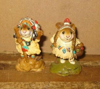 Wee Forest Folk Indian Figurines - " Running Doe & Little Dear " Chief Geronimouse
