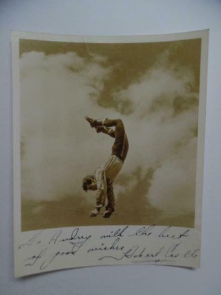 1945 Hubert Castle Circus High Wire Performer Signed Inscribed Photo Vintage