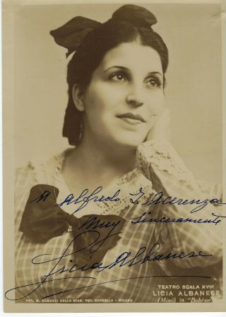 \italian Opera Singer Soprano Licia Albanese,  Autographed Studio Photo