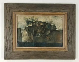 Omori Vintage Japanese Mid Century Modern Abstract Expressionism Oil Painting