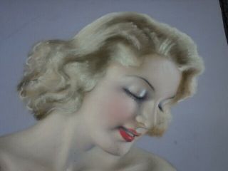 Gorgeous 1940 Large Pastel Pin Up Girl Nude Signed SANPOR 28 