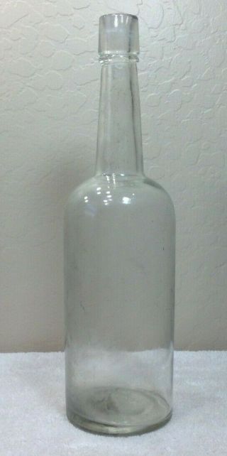 Antique Clear Spun - In - Mold Whiskey Bottle From 1890’s To Early 1900’s