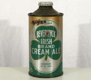 Beverwyck Irish Cream Ale Brand Low Profile Cone Top Beer Can Albany York Ny