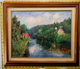 H D Becker Oil Painting Honesdale Pa Us Landscape O/c Listed Artist