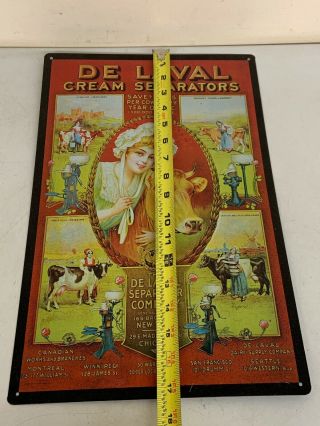 Vintage DE LAVAL Cream Separators Metal Sign Farm Cow Milk Chicago 11”x17” 7
