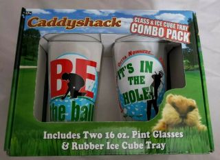 Caddyshack Collector Pint Glasses With Golf Balls Ice Cube Tray Combo Pack