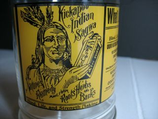 Vtg Kickapoo Indian Sagwa Pharmacy Apothecary Jar W/lid Herbs Roots Cough Cure