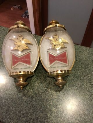 Budweiser Beer Signs Vintage Wall Sconce Lamp Bubble - Two Lamps.