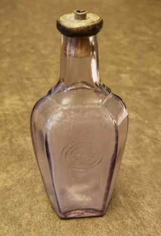 Awesome Antique Light Purple Glass Colgate Co.  Perfume Bottle Copper Cap Empty