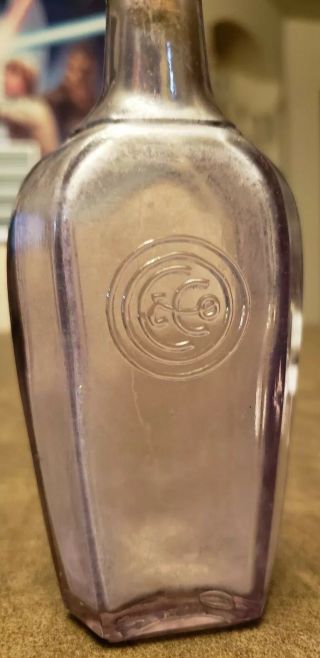 Awesome Antique Light Purple Glass Colgate Co.  Perfume Bottle copper cap Empty 2