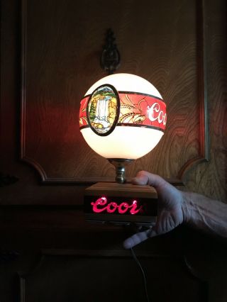 Very Rare Beer Coors Globe Lamp With Scrolling “coors”.  Not “on Tap”