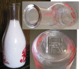 1948 Roberts TRPQ Red LABEL Quart Dairy Glass Milk Bottle Duraglas Creamery Old 3