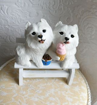 Samoyed Pair Summer Ice Cream Day Sculpture Clay By Raquel At Thewrc