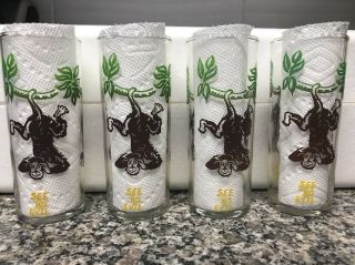 See Hear Speak No Evil Vintage Drinking Glass 6 Inches Tall Set Of 4 Monkey