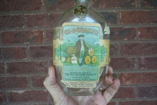 Vintage Pint Old Quaker Straight Rye Whiskey Bottle Paper Label Cap
