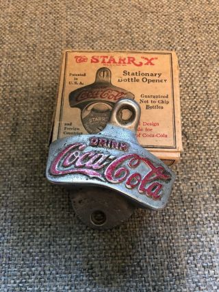 Vintage Coca Cola The Starr X Mounting Bottle Opener Box Newport News