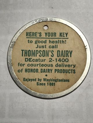Thompson’s Dairy - Washington Dc - Milk Can Hang Tag