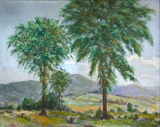 Charles Reid Massachusetts Artist Vtg Signed Orig Oil Painting Landscape