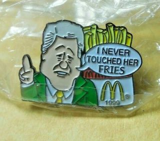 Mcdonalds European President Bill Clinton Fries Enamel Pin 1999 Rare