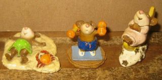 (3) Wee Forest Folk Mice Figurines - Light Weight - Moon Swept - Alone At Last