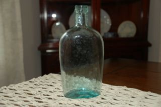 Antique Old Aqua Blue Glass Bottle - Mottled Glass