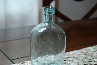 Antique Old Aqua Blue Glass Bottle - Mottled Glass 2