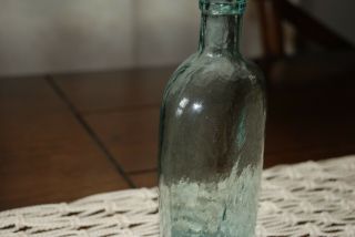 Antique Old Aqua Blue Glass Bottle - Mottled Glass 5