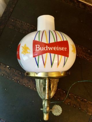Vintage Budweiser Beer Brass Wall Sconce Bar Lamp.  Still.  1960’s.