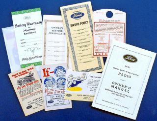 1940 Ford Service Policies,  Dashboard Tags,  Cards,  Manuals,  Instructions—repro