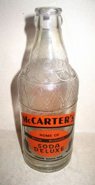 Mccarters Soda Deluxe Early Acl Painted Label Soda Pop Bottle Philadelphia Pa