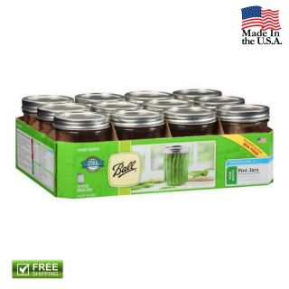Pint Jars Set 12 Pack 16 Oz With Lids And Bands Ball Mason Wide Mouth Kitchen