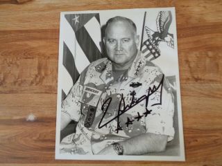 General Norman Schwarzkopf Signed Photo B&w 8x10 Desert Storm Very Cool (e6)