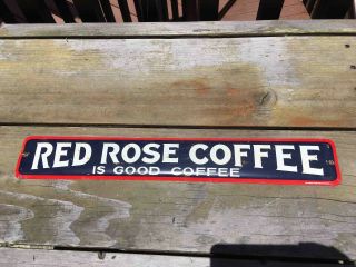 Old Red Rose Coffee Tin Advertising General Store Sign