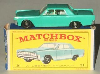 Matchbox Lesney 31 C2 Lincoln Continental Green,  Orig Green E4 Box Mimb