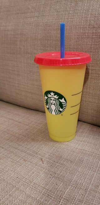 Starbucks Color Changing Reusable 1 Yellow Color Cup / Citron - Emerald