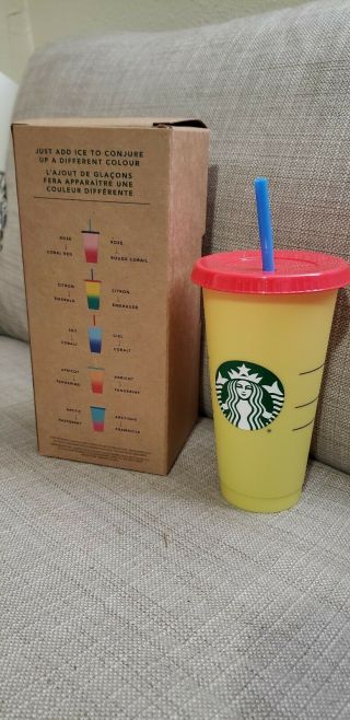Starbucks Color Changing Reusable 1 Yellow color cup / Citron - Emerald 2