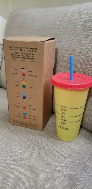 Starbucks Color Changing Reusable 1 Yellow color cup / Citron - Emerald 3