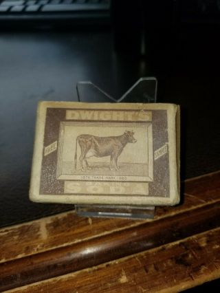 Vintage 1925 Nos Sample Minature Box Church & Dwights Baking Soda Cow Brand