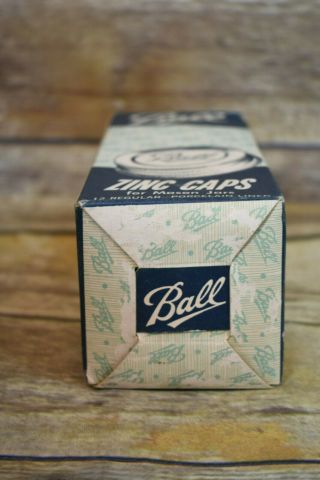 Vintage NOS Box of 12 Ball Zinc Canning Jar Lids Caps Porcelain Lined 6