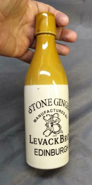Antique Old Stoneware Pottery Ginger Beer Bottle Levack Bros Brothers Edinburgh
