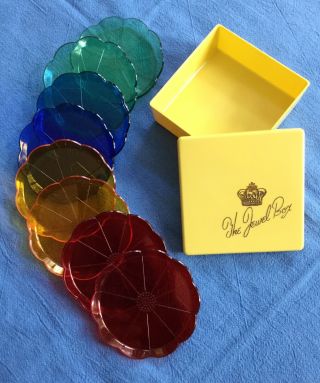 Vintage Steed “the Jewel Box” Complete Set Of 8 Coasters & Storage Case